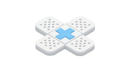 Four-Patch Medical Bandage Icon with Centered Cross.