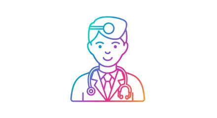 Rainbow Gradient Doctor Icon with Stethoscope and Head Mirror.