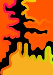 Colorful abstract pattern with wavy lines in vibrant orange tones  