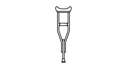Black and White Outline of a Medical Crutch.