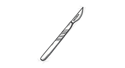 Hand-drawn sketch illustration of a surgical scalpel a sharp medical instrument for surgery.