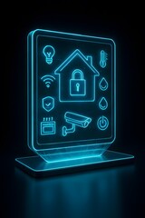 Smart home automation system glowing interface on a dark background