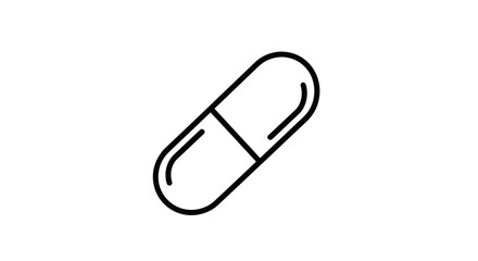 Simple Line Art Icon of a Pharmaceutical Capsule.