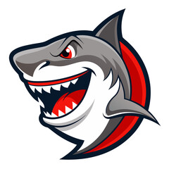 Fototapeta premium An illustration of an angry shark showing its sharp teeth with its mouth wide open illustrated furious shark logo mascot