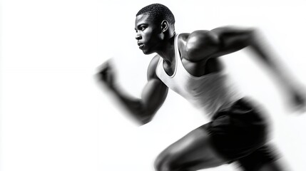 athletic runner sprinting motion blur black and white dramatic sport photography high speed silhouette dynamic movement