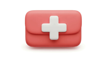 Obraz premium Pink First Aid Kit with White Cross Symbol.