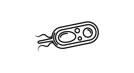 Simple Line Art Illustration of a Bacterium Microorganism.