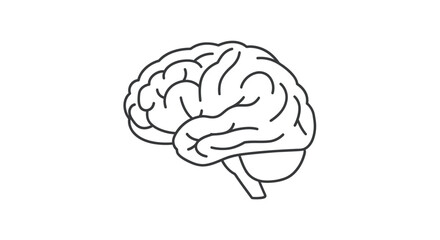 Stylized Line Art Illustration of a Human Brain.