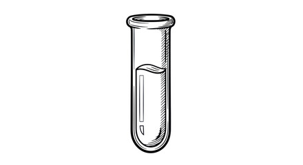 Hand-drawn illustration of a clear glass test tube filled with liquid.