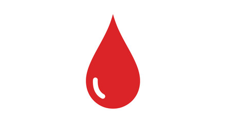 A single vibrant red blood drop icon with a subtle highlight.