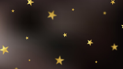 Dark gradient background with gold falling stars.
