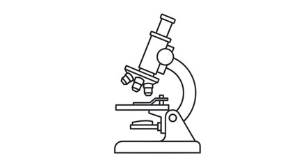 Simple Line Drawing of a Compound Microscope.