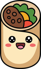 Kawaii Cartoon Burrito vector illustraton