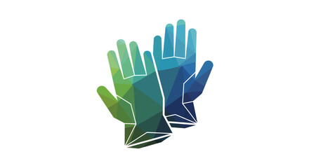 Obraz premium Geometric Polygonal Design of Two Blue and Green Gloves.