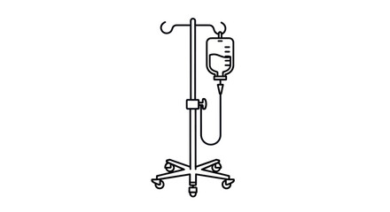 IV Drip Stand: Medical Infusion Equipment with Bag and Adjustable Height.
