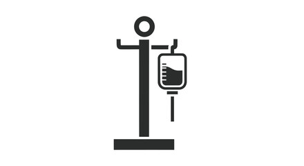 Simple Black and White Medical IV Drip Stand Icon.