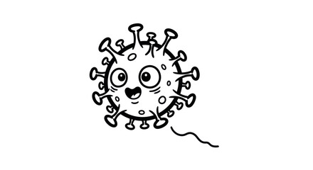 Cartoon Coronavirus with a Smiling Face and Spiked Surface.