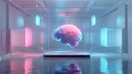 Brain hologram ai artificial intelligence technology future innovation digital mind concept research data science
