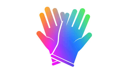 Obraz premium A stylized pair of overlapping gloves featuring a vibrant rainbow gradient design.