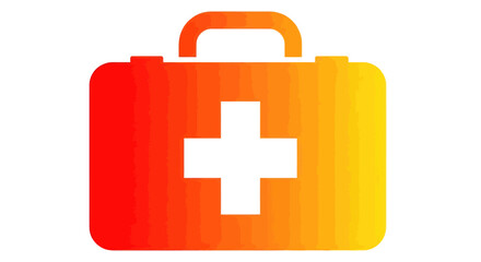 Obraz premium Red and Orange Gradient First Aid Kit with White Cross Symbol.