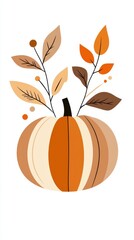 Abstract geometric pumpkin collage design with clean minimal aesthetic in warm fall palette.