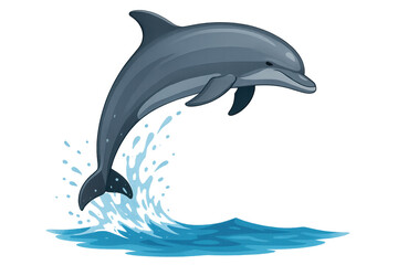 Obraz premium Dolphin cartoon jumping from water with splash