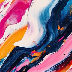 Vibrant paint texture blending blue yellow and pink high resolution picture