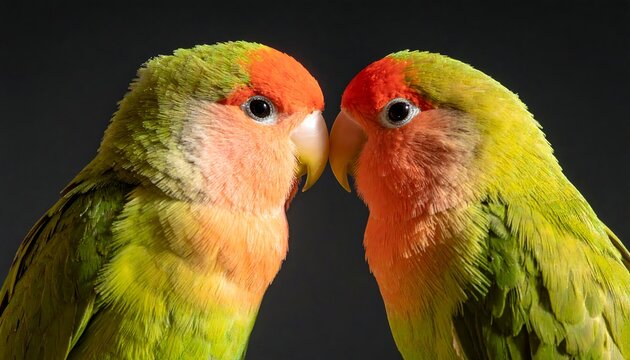 Close-up of two lovebirds