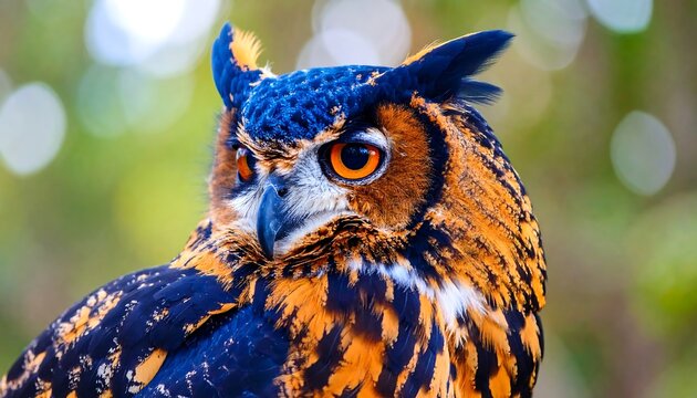Close-up of an owl's head and upper body - Powered by Adobe