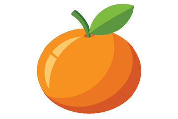 Vibrant orange citrus fruit displays a singular green leaf and stem detail