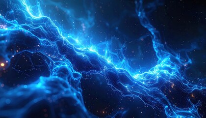 Abstract glowing neural network with blue connections, futuristic artificial intellig, glowing blue lines, technology