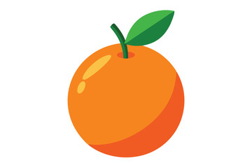 A vibrant orange with a verdant leaf appears against a clean white backdrop