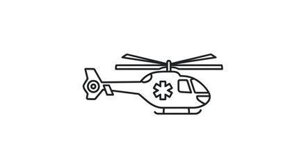 Simple line art icon of a medical evacuation helicopter with a Star of Life symbol.