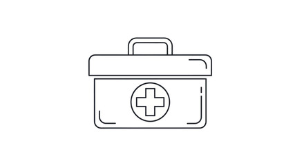 Simple Line Art Illustration of a Medical First Aid Kit.