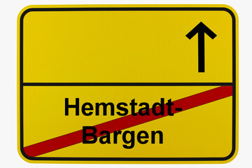 Obraz premium Illustration eines Ortsausgangsschildes von Hemstadt-Bargen in Baden-Württemberg 
