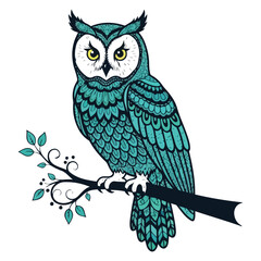 Vector illustration of Great Horned Owl owl cartoon bird vector