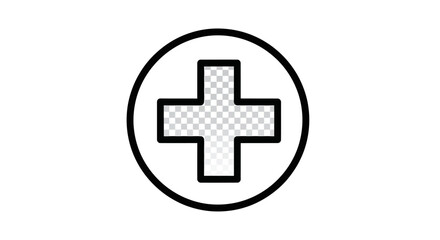 Simple Black Outline Medical Cross Symbol Inside a Circle.