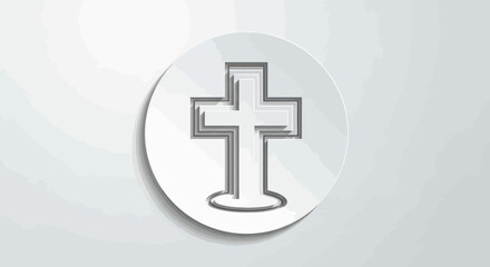 Simple White Christian Cross Icon on a Circular Button.