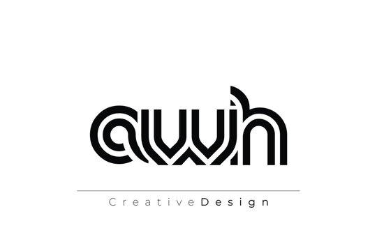 AWH Creative Unique Modern Letter Logo Design. Elegant Monogram Logo Design with Decorative Elements and Typography