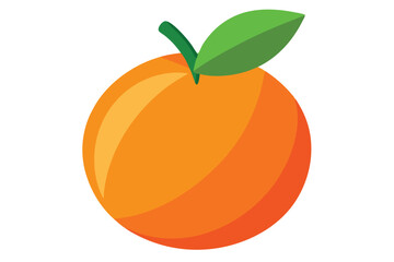 Cartoon orange with a leafy stem is brightly displayed on a white background