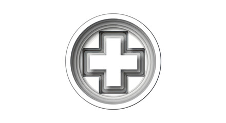 Fototapeta premium Silver Medical Cross Symbol in Circle Health and Wellness Icon.