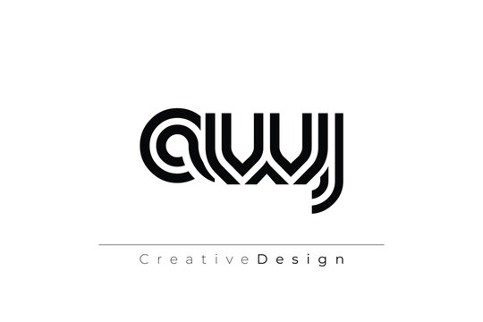 AWJ Creative Unique Modern Letter Logo Design. Elegant Monogram Logo Design with Decorative Elements and Typography
