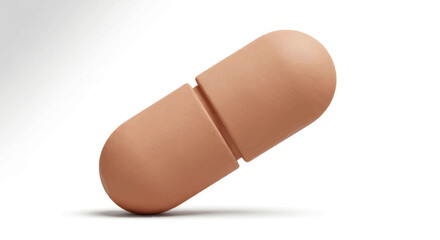 Close-up of a Tan Capsule-Shaped Medical Pill.