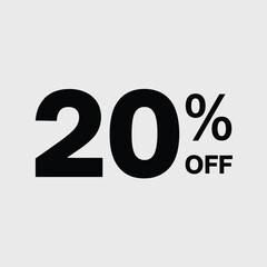 Minimalist black and white 20 percent off sale graphic vector illustration vector
