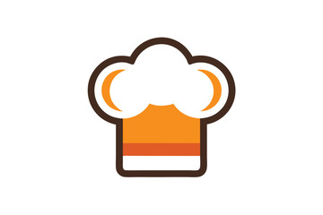 chef hat with brown and orange accents on a white backdrop