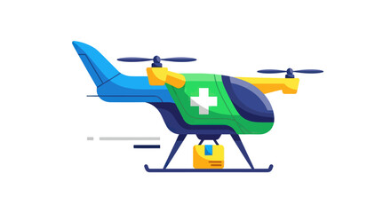 Medical Drone Delivering Emergency Supplies with White Cross.