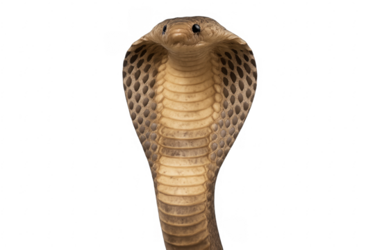 Cobra snake with expanded hood on transparent background