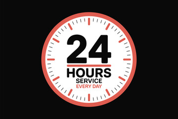Minimalist 24 hours service every day vector logo illustration scalable eps icon vector