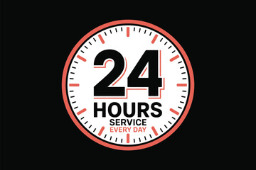 Minimalist 24 hours service clock icon vector graphic scalable eps format vector