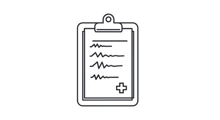 Medical Clipboard with Heartbeat Lines and Plus Sign Icon.